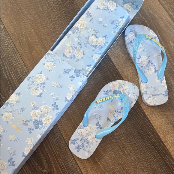 LoveShackFancy Blue Floral Sandals - Picture 2 of 3